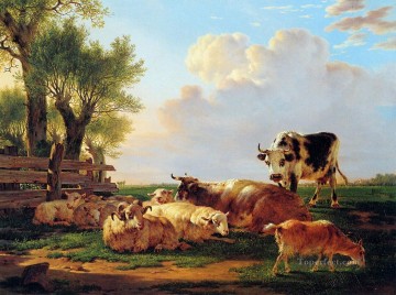 動物 Painting - 牛のいる草原